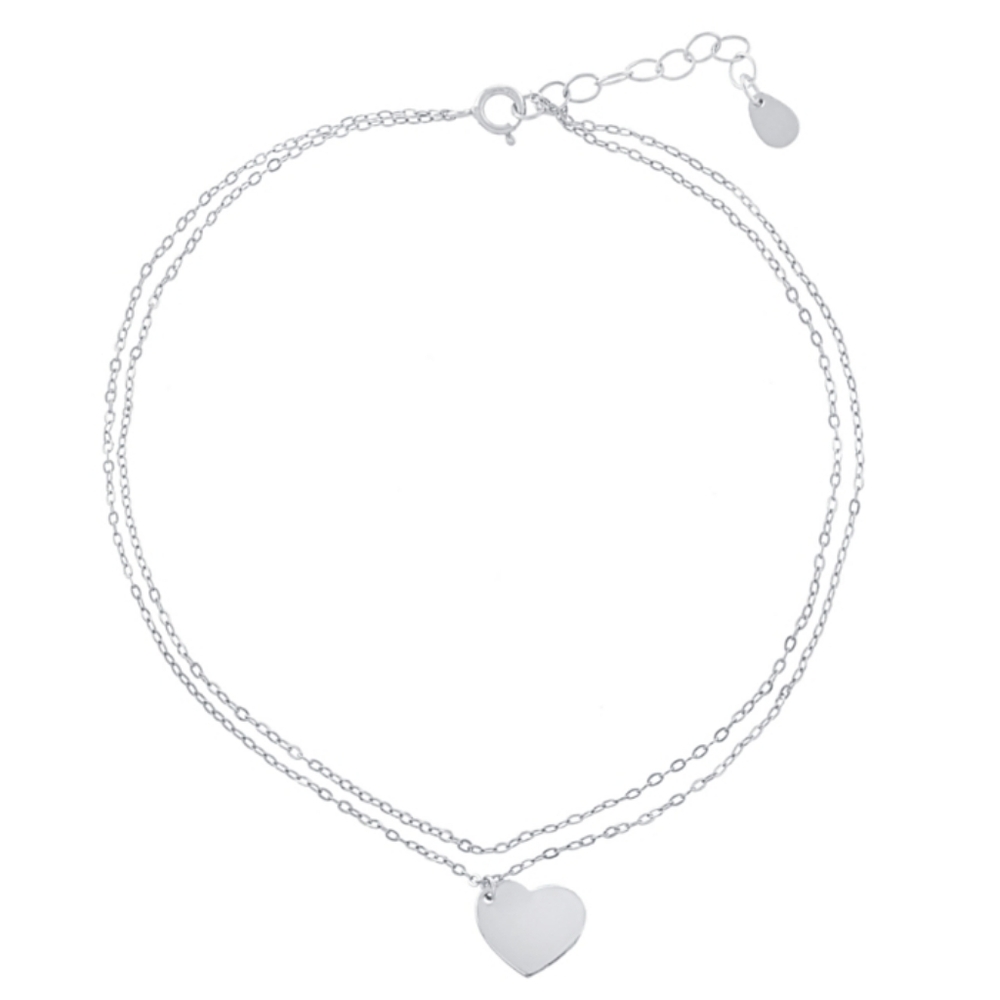GIANI BERNINI Polished Heart Double Chain Ankle Bracelet (9"+1")